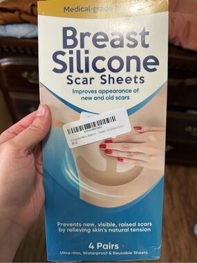 Breast Silicone Scar Sheets - Medical-Grade Scar Treatment (Beige/Blue)